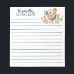 Farbenfrohe Wasserfarbe Hühnervolk Kunst auflisten Notizblock<br><div class="desc">Ein niedliches personalisierte, Notizblock mit einem farbenfrohen Wasserfarbe Folk Art Huhn zu machen. So niedlich für die Priorisierung Ihrer Aufgaben. Entworfen für Sie von BlackBerry Boulevard.</div>