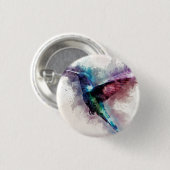 Farbenfrohe Wasserfarbe Hummingbird  Button (Vorne & Hinten)