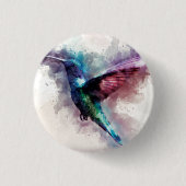 Farbenfrohe Wasserfarbe Hummingbird  Button (Vorderseite)