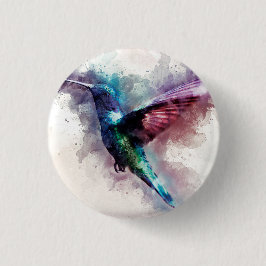 Farbenfrohe Wasserfarbe Hummingbird Button