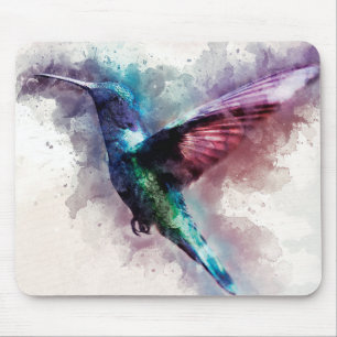 Farbenfrohe Wasserfarbe Hummingbird Mousepad