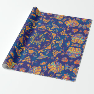 Farbenfrohe Wasserfarbe Kaleidoskop mandala. Orien Geschenkpapier