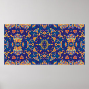 Farbenfrohe Wasserfarbe Kaleidoskop mandala. Orien Poster