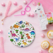 Farbenfrohe Wasserfarbe Kinder' Geburtstag Dinosau Pappteller (Party)