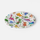 Farbenfrohe Wasserfarbe Kinder' Geburtstag Dinosau Pappteller (Schrägansicht)
