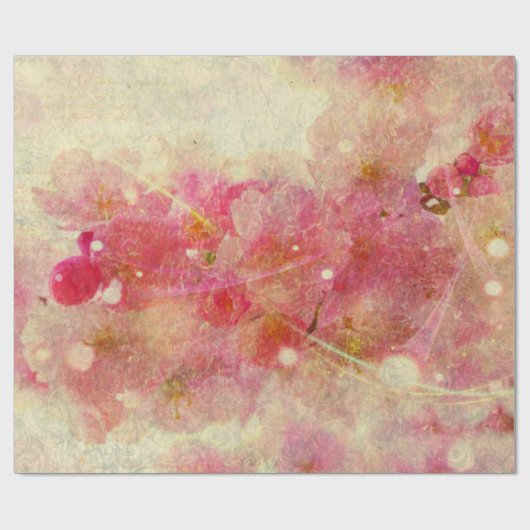 Farbenfrohe Wasserfarbe Kirsche Blossom Abstrakt Geschenkpapier (Flach)
