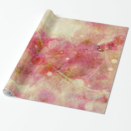 Farbenfrohe Wasserfarbe Kirsche Blossom Abstrakt Geschenkpapier (Ungerollt)