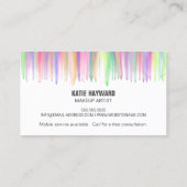 Farbenfrohe Wasserfarbe Makeup Artist Visitenkarte (Rückseite)