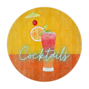 Farbenfrohe Wasserfarbe & Neontropische Cocktails Schneidebrett