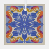 Farbenfrohe Wasserfarbe Ornament Aus Glas (Rückseite)