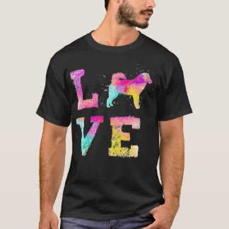 Farbenfrohe Wasserfarbe Paint Alaskan Malamute Dog T-Shirt