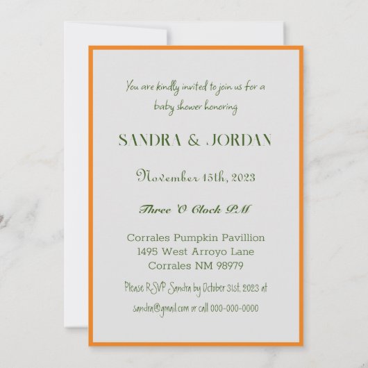 Farbenfrohe Wasserfarbe Pumpkin Patch Babydusche Einladung (Rückseite)