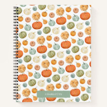 Farbenfrohe Wasserfarbe Pumpkins SpiralNotebook