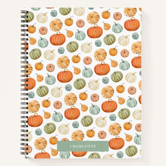 Farbenfrohe Wasserfarbe Pumpkins SpiralNotebook Notizblock (Vorderseite)