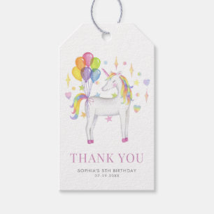 Farbenfrohe Wasserfarbe Regenbogen Einhorn Geburts Geschenkanhänger