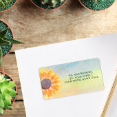 Farbenfrohe Wasserfarbe Sonnenblumen Rücksendeadre Adressaufkleber