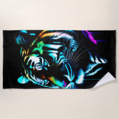 Farbenfrohe Wasserfarbe Tiger Strandtuch (Vorderseite)