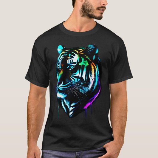Farbenfrohe Wasserfarbe Tiger T-Shirt (Vorderseite)