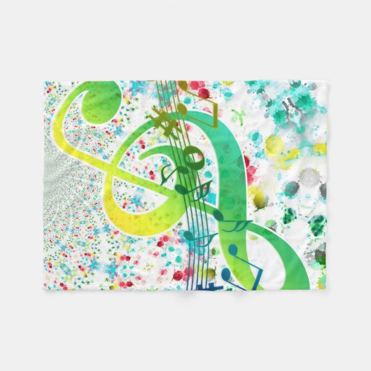 Farbenfrohe Wasserfarbe Treble Clef Fleecedecke (Vorderseite (Horizontal))