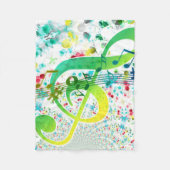 Farbenfrohe Wasserfarbe Treble Clef Fleecedecke (Vorderseite)