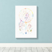 Farbenfrohe Wasserfarbe Whimsischer Dreamcatcher Leinwanddruck (Insitu (Holzboden))