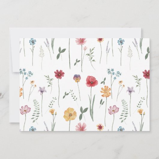 Farbenfrohe Wasserfarbe Wildblume auf der Wiese Save The Date (Rückseite)