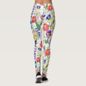 Farbenfrohe Wasserfarbe Wilde Blume Poppies Leggin Leggings (Rückseite)