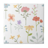 Farbenfrohe Wasserfarbe Wildflora Nahtloses Muster Fliese (Vorderseite)