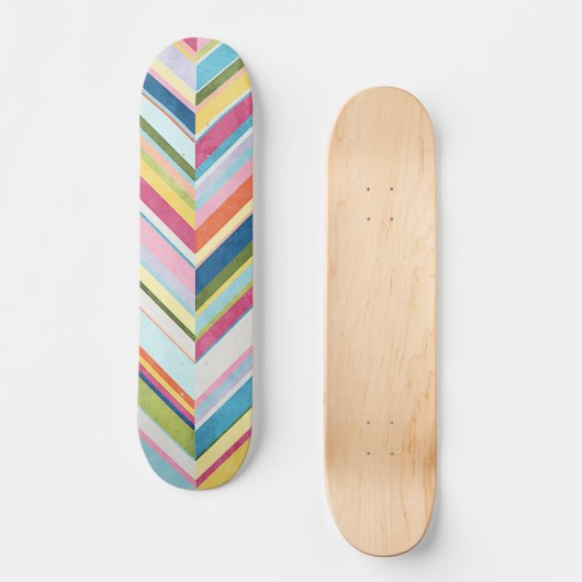 Farbenfrohe Wasserfarbe Zig Zag Kunstgeflecht Skateboard (Vorderseite)