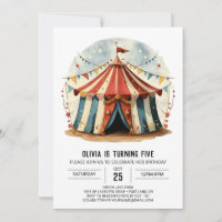 Farbenfrohe Wasserfarbe Zirkus Geburtstag
