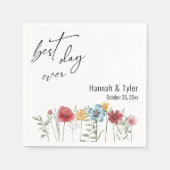 Farbenfrohe Wasserfarben Auengrenzen der Wildblume Serviette (Vorderseite)