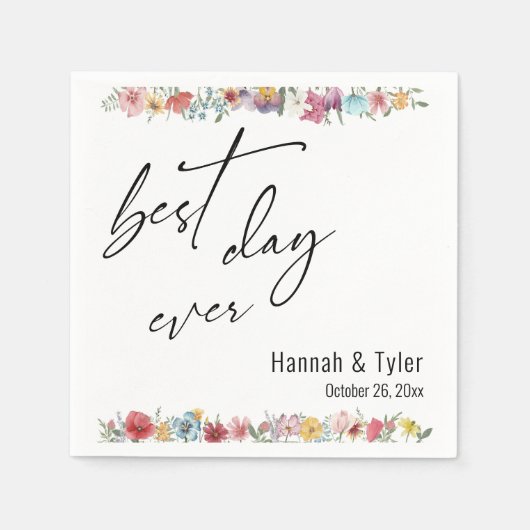 Farbenfrohe Wasserfarben Auengrenzen der Wildblume Serviette (Vorderseite)