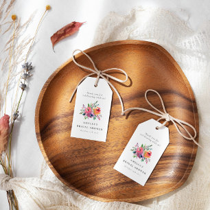 Farbenfrohe Wasserfarben-Blumen-Hochzeitsparty ind Geschenkanhänger