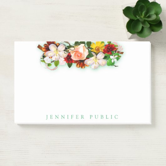 Farbenfrohe Wasserfarben Blumen Schöne Blume Rose Post-it Klebezettel (Büro)