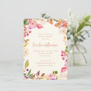 Farbenfrohe Wasserfarben Blumengarten Brautparty Einladung