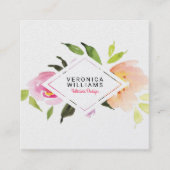 Farbenfrohe Wasserfarben Blumenstrauß Quadratische Visitenkarte (Vorderseite)