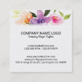 Farbenfrohe Wasserfarben Blumenstrauß Quadratische Visitenkarte (Rückseite)