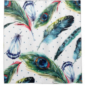 Farbenfrohe Wasserfarben Boho Feathers Illustratio Duschvorhang (Vorderseite)