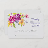 Farbenfrohe Wasserfarben Bouquet Wedding RSVP (Vorne/Hinten)