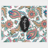 Farbenfrohe Wasserfarben Ethnisches Paisley Muster Fleecedecke (Vorderseite (Horizontal))