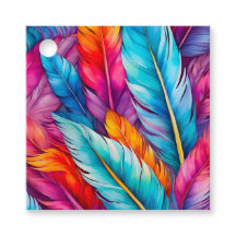 Farbenfrohe Wasserfarben Feather Art Gift Tags