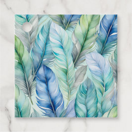 Farbenfrohe Wasserfarben Feather Art Gift Tags Geschenkanhänger