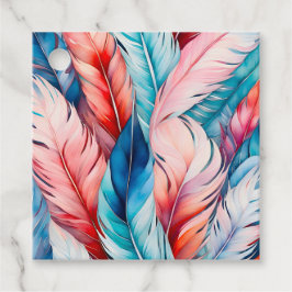 Farbenfrohe Wasserfarben Feather Art Gift Tags Geschenkanhänger