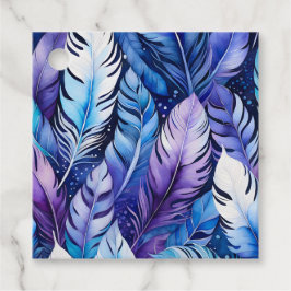 Farbenfrohe Wasserfarben Feather Art Gift Tags Geschenkanhänger