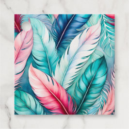 Farbenfrohe Wasserfarben Feather Art Gift Tags Geschenkanhänger
