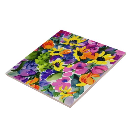 Farbenfrohe Wasserfarben Fliese (Seite)