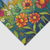 Farbenfrohe Wasserfarben Folk Art Light Houses Seidenpapier (Detail)