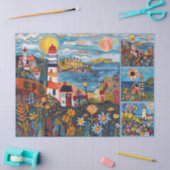 Farbenfrohe Wasserfarben Folk Art Light Houses Seidenpapier (Basteln)