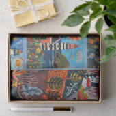 Farbenfrohe Wasserfarben Folk Art Light Houses Seidenpapier (Geschenk)