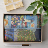 Farbenfrohe Wasserfarben Folk Art Light Houses Seidenpapier (Geschenk)